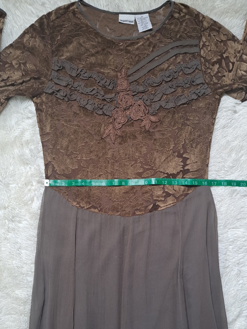 VTG 90s Newport News Whimsigoth Burnout Velvet Floral Applique Maxi Dress Sz 10 - Picture 10 of 13